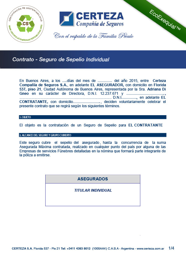 Contrato Certeza Seguros