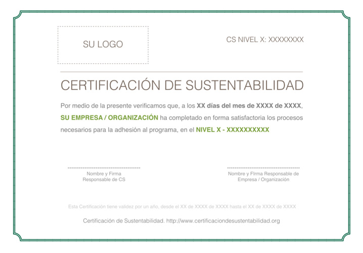 Certificacion de Sustentabilidad.